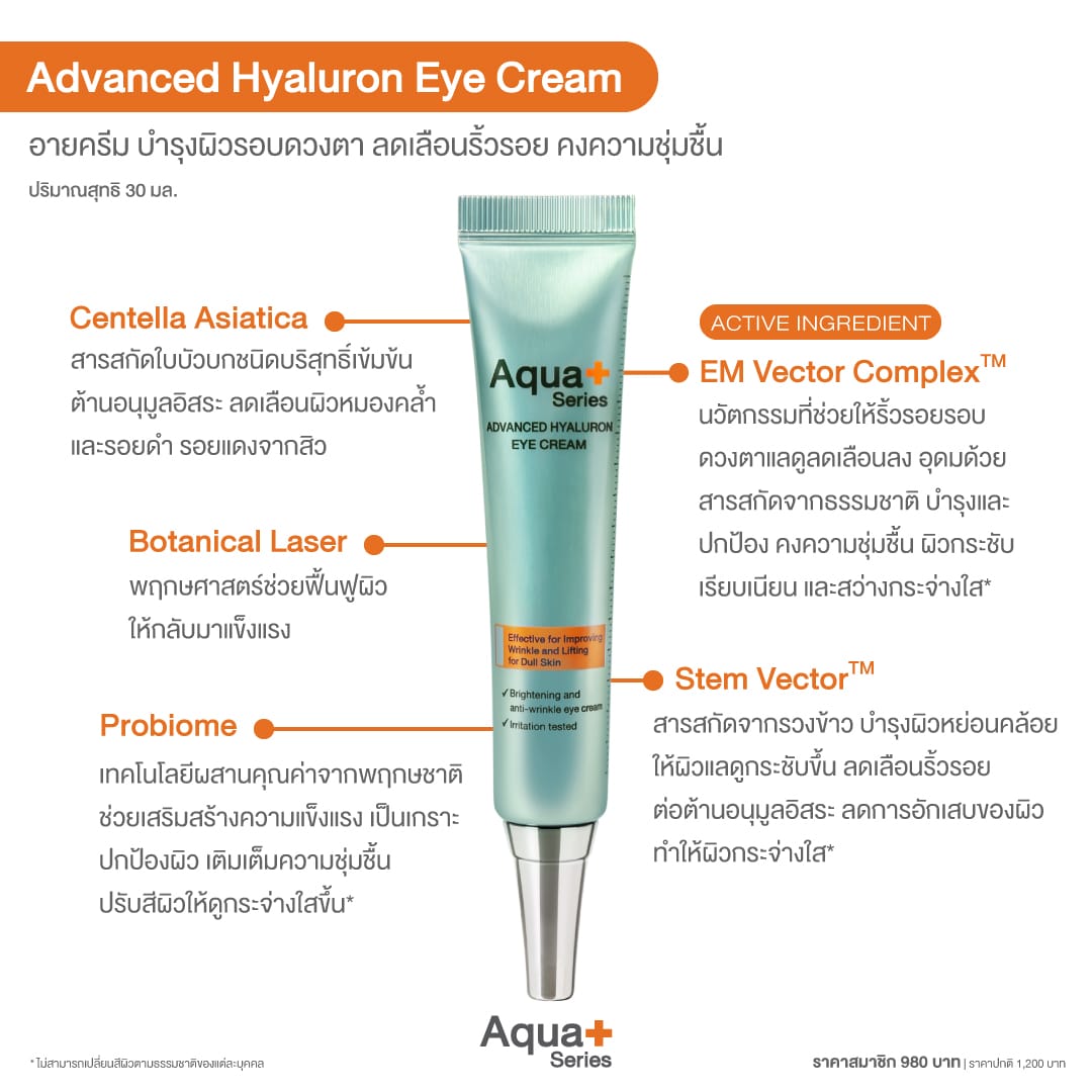 Advanced Hyaluron Eye Cream อายครีม ครีมบำรุงผิวรอบดวงตา สูตรพรีเมี่ยม – 30 ml.